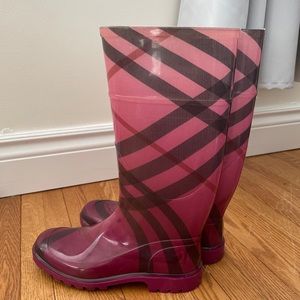 Pink Burberry rain boots